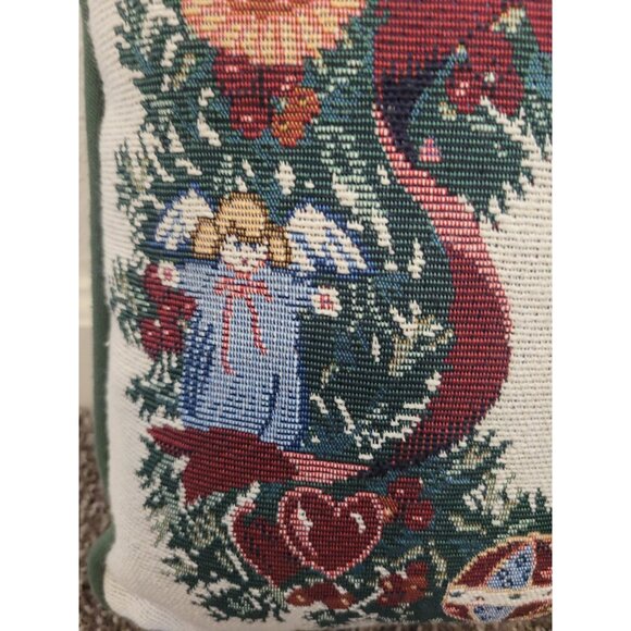Needlepoint Tapestry Wreath Throw Pillow Nutcracker Angel Cardinal Christmas - Picture 3 of 13